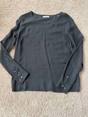 Equipment Black Long-Sleeve Sheer Blouse